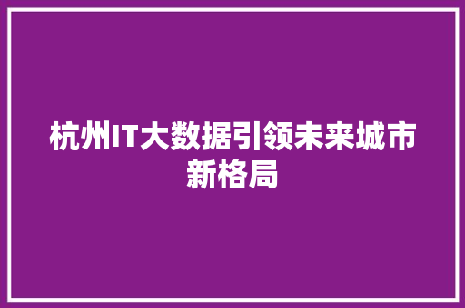 杭州IT大数据引领未来城市新格局  第1张