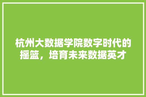 杭州大数据学院数字时代的摇篮，培育未来数据英才  第1张