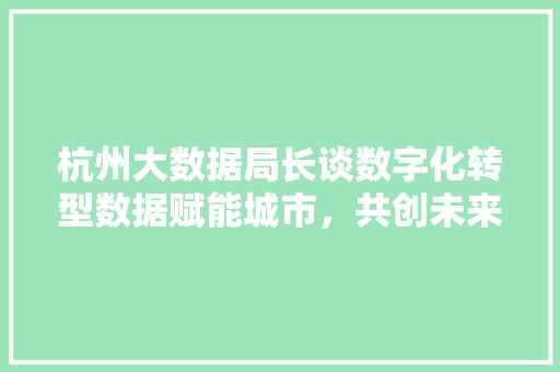 杭州大数据局长谈数字化转型数据赋能城市，共创未来智能新篇  第1张