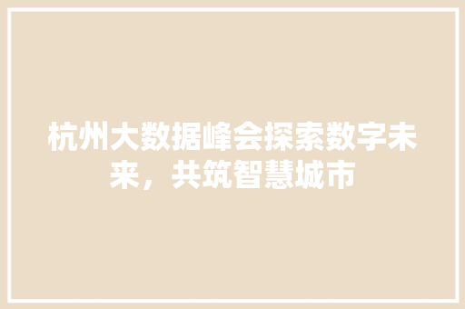 杭州大数据峰会探索数字未来，共筑智慧城市  第1张