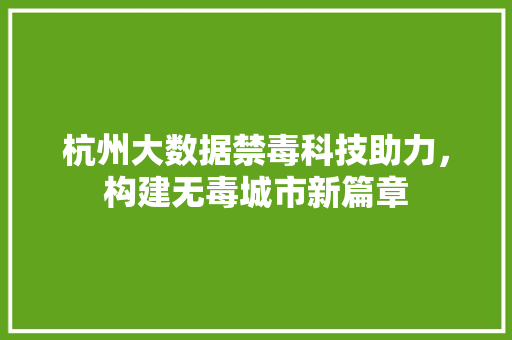 杭州大数据禁毒科技助力，构建无毒城市新篇章  第1张