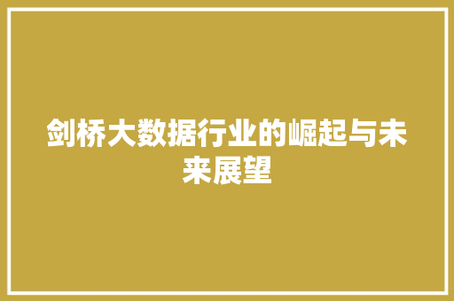 剑桥大数据行业的崛起与未来展望