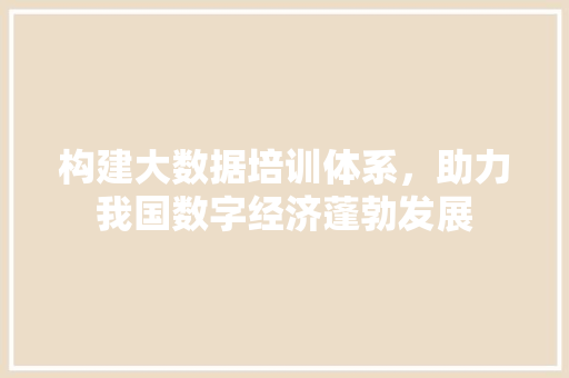 构建大数据培训体系，助力我国数字经济蓬勃发展