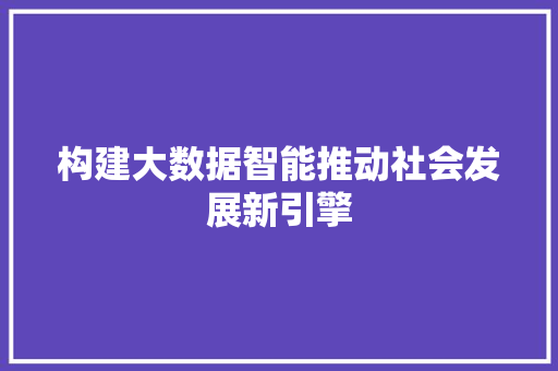 构建大数据智能推动社会发展新引擎
