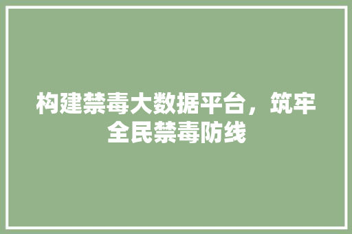 构建禁毒大数据平台，筑牢全民禁毒防线  第1张