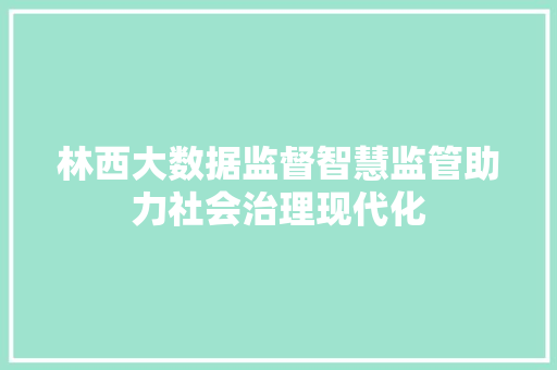 林西大数据监督智慧监管助力社会治理现代化  第1张