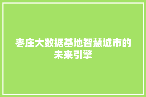 枣庄大数据基地智慧城市的未来引擎  第1张