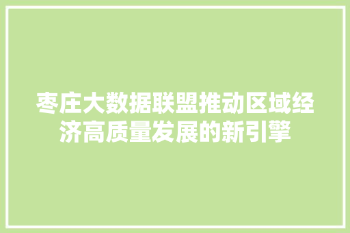 枣庄大数据联盟推动区域经济高质量发展的新引擎  第1张