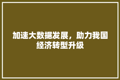 加速大数据发展，助力我国经济转型升级  第1张