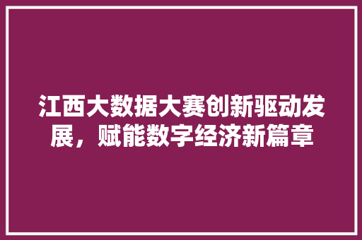 江西大数据大赛创新驱动发展，赋能数字经济新篇章  第1张
