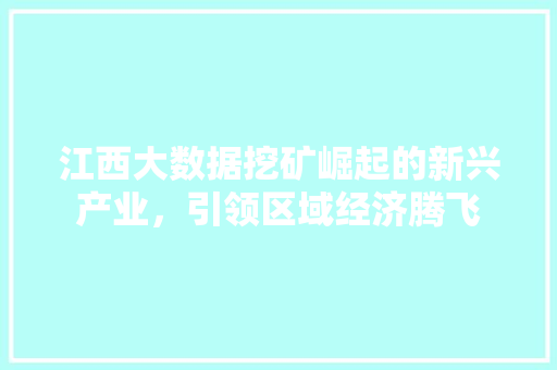 江西大数据挖矿崛起的新兴产业，引领区域经济腾飞  第1张