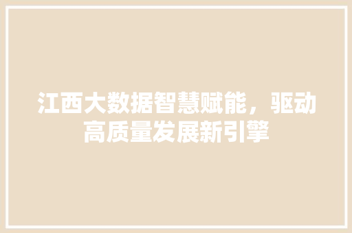 江西大数据智慧赋能，驱动高质量发展新引擎  第1张