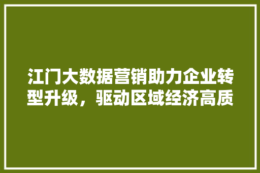 江门大数据营销助力企业转型升级，驱动区域经济高质量发展  第1张