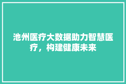 池州医疗大数据助力智慧医疗，构建健康未来  第1张