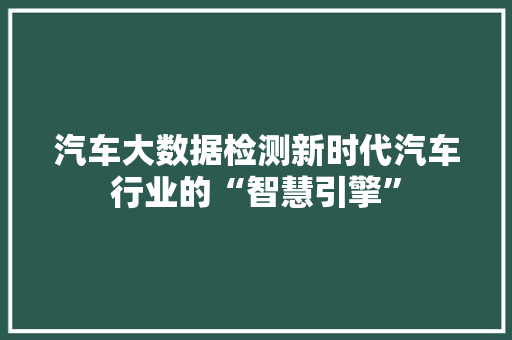汽车大数据检测新时代汽车行业的“智慧引擎”  第1张
