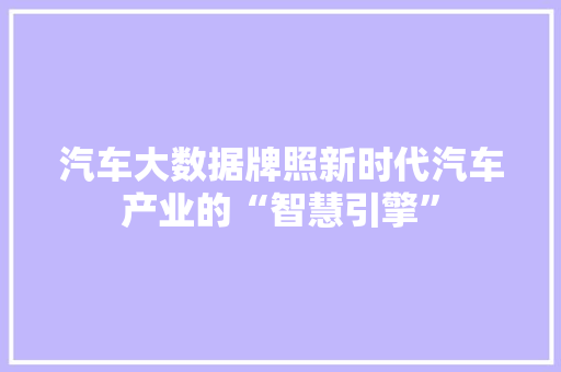 汽车大数据牌照新时代汽车产业的“智慧引擎”  第1张