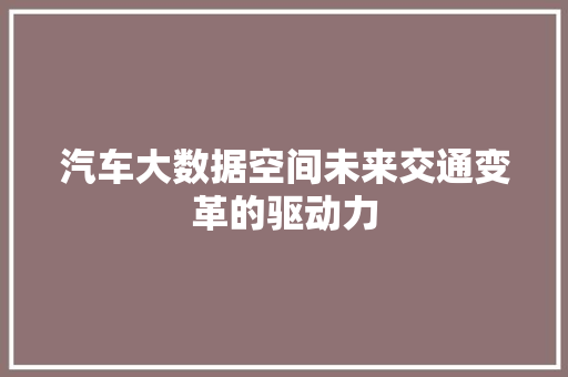 汽车大数据空间未来交通变革的驱动力  第1张