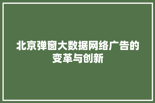 北京弹窗大数据网络广告的变革与创新  第1张