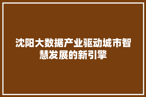 沈阳大数据产业驱动城市智慧发展的新引擎  第1张