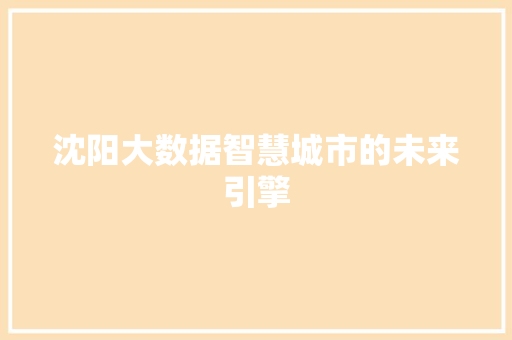 沈阳大数据智慧城市的未来引擎  第1张