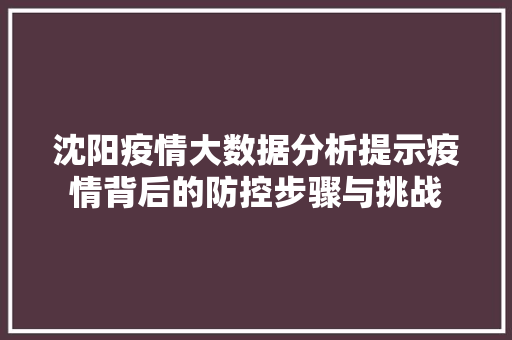 沈阳疫情大数据分析提示疫情背后的防控步骤与挑战  第1张