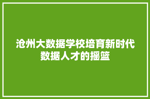 沧州大数据学校培育新时代数据人才的摇篮  第1张