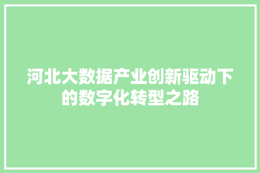河北大数据产业创新驱动下的数字化转型之路  第1张