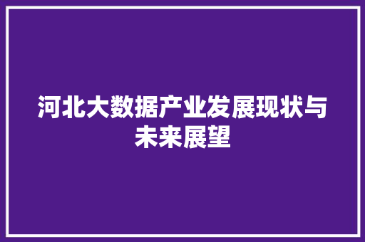 河北大数据产业发展现状与未来展望  第1张