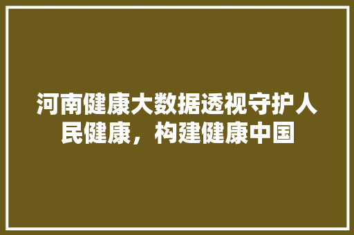 河南健康大数据透视守护人民健康，构建健康中国  第1张
