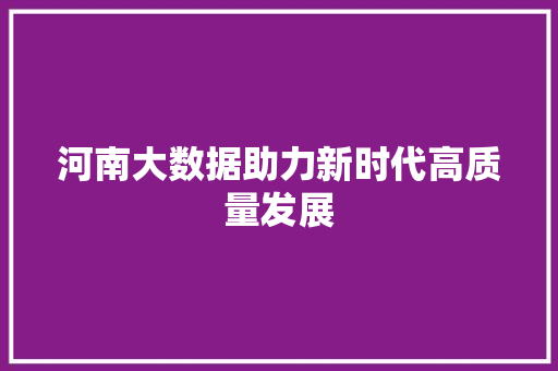 河南大数据助力新时代高质量发展  第1张