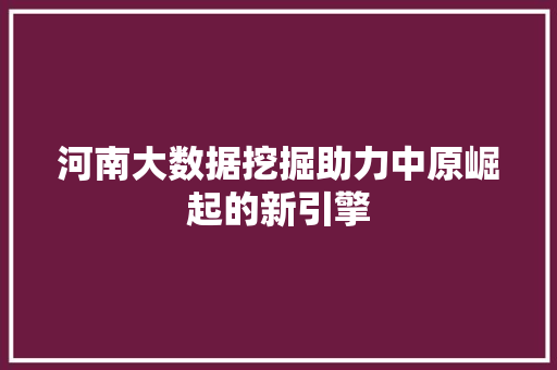 河南大数据挖掘助力中原崛起的新引擎  第1张