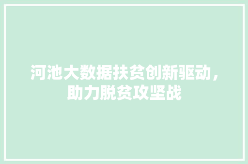 河池大数据扶贫创新驱动，助力脱贫攻坚战