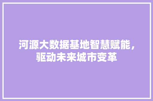 河源大数据基地智慧赋能，驱动未来城市变革