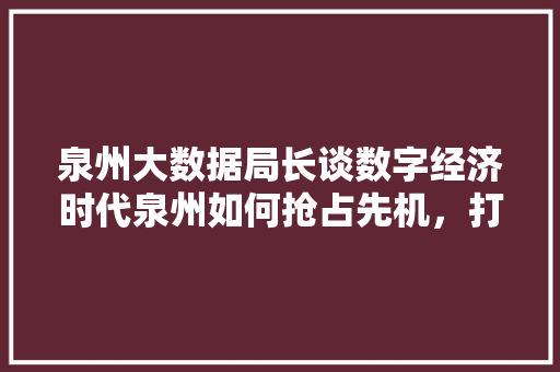 泉州大数据局长谈数字经济时代泉州如何抢占先机，打造智慧城市新标杆  第1张