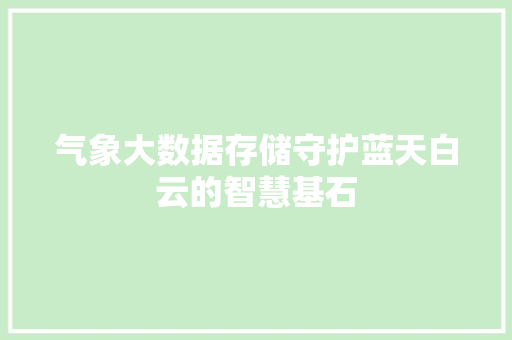 气象大数据存储守护蓝天白云的智慧基石  第1张