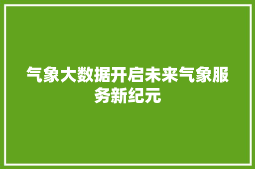 气象大数据开启未来气象服务新纪元  第1张