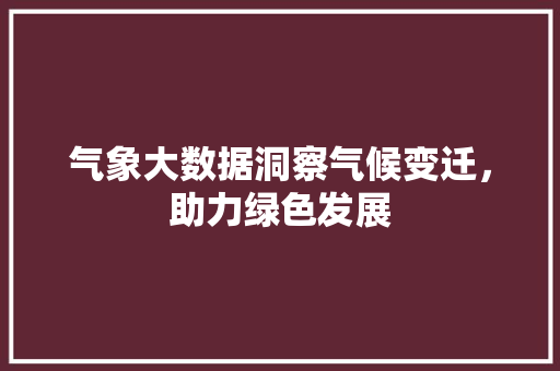 气象大数据洞察气候变迁，助力绿色发展  第1张