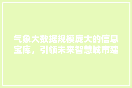 气象大数据规模庞大的信息宝库，引领未来智慧城市建设  第1张