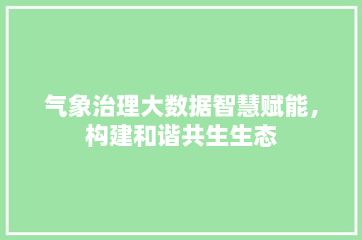 气象治理大数据智慧赋能，构建和谐共生生态  第1张