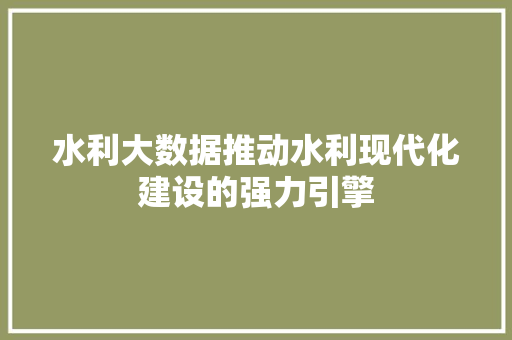 水利大数据推动水利现代化建设的强力引擎  第1张