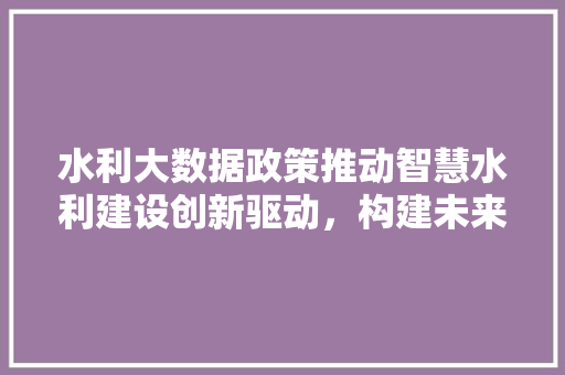 水利大数据政策推动智慧水利建设创新驱动，构建未来水利新格局  第1张