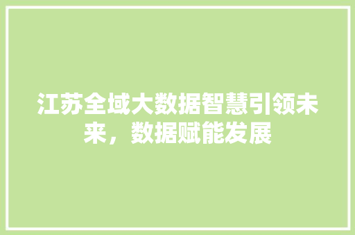 江苏全域大数据智慧引领未来，数据赋能发展  第1张