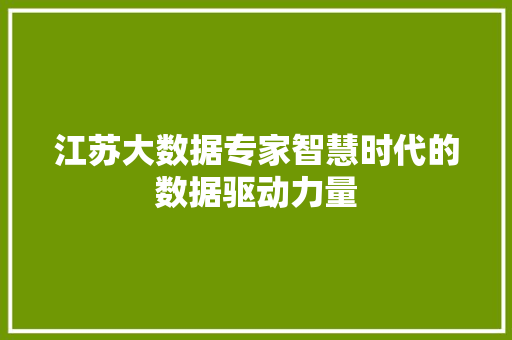 江苏大数据专家智慧时代的数据驱动力量  第1张