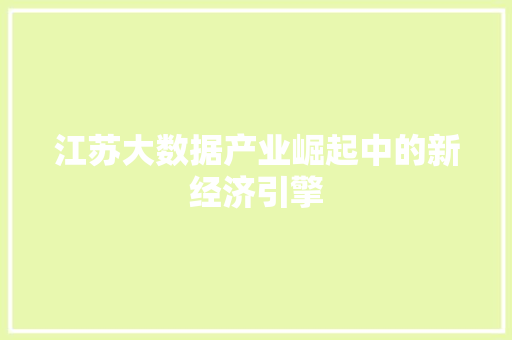 江苏大数据产业崛起中的新经济引擎  第1张