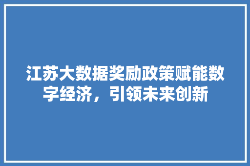 江苏大数据奖励政策赋能数字经济，引领未来创新  第1张