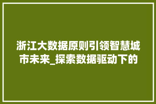 浙江大数据原则引领智慧城市未来_探索数据驱动下的创新发展之路  第1张