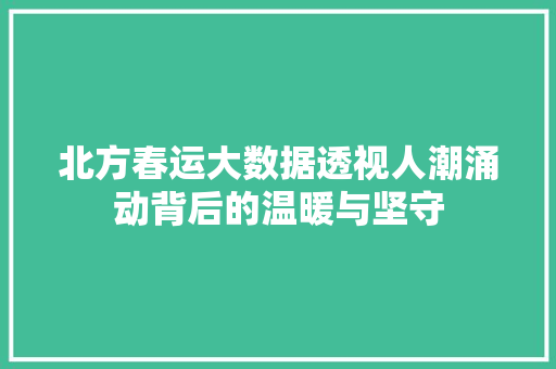 北方春运大数据透视人潮涌动背后的温暖与坚守  第1张