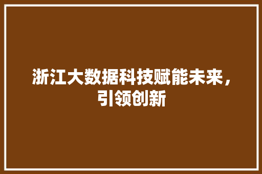 浙江大数据科技赋能未来，引领创新  第1张