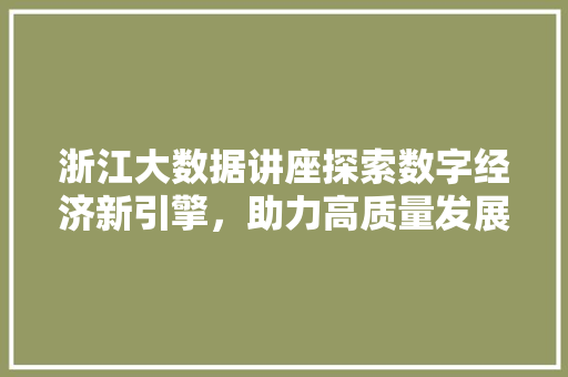 浙江大数据讲座探索数字经济新引擎，助力高质量发展  第1张