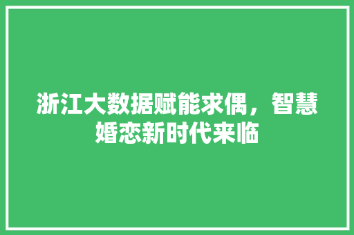 浙江大数据赋能求偶，智慧婚恋新时代来临  第1张